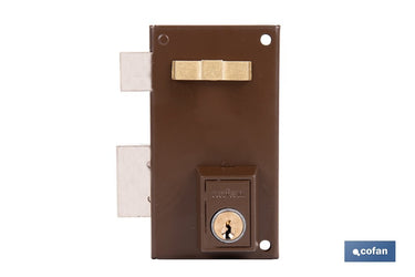 Cofan – Cerradura de Sobreponer de Izquierda | Modelo 56A | Cilindro Ø25 mm | Incluye 3 Llaves | 60 y 70 mm